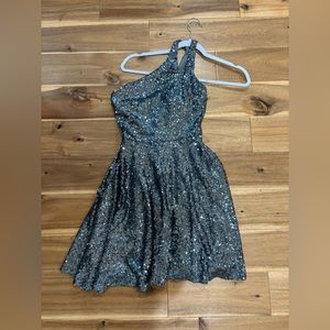 Blue sequin hoco dress